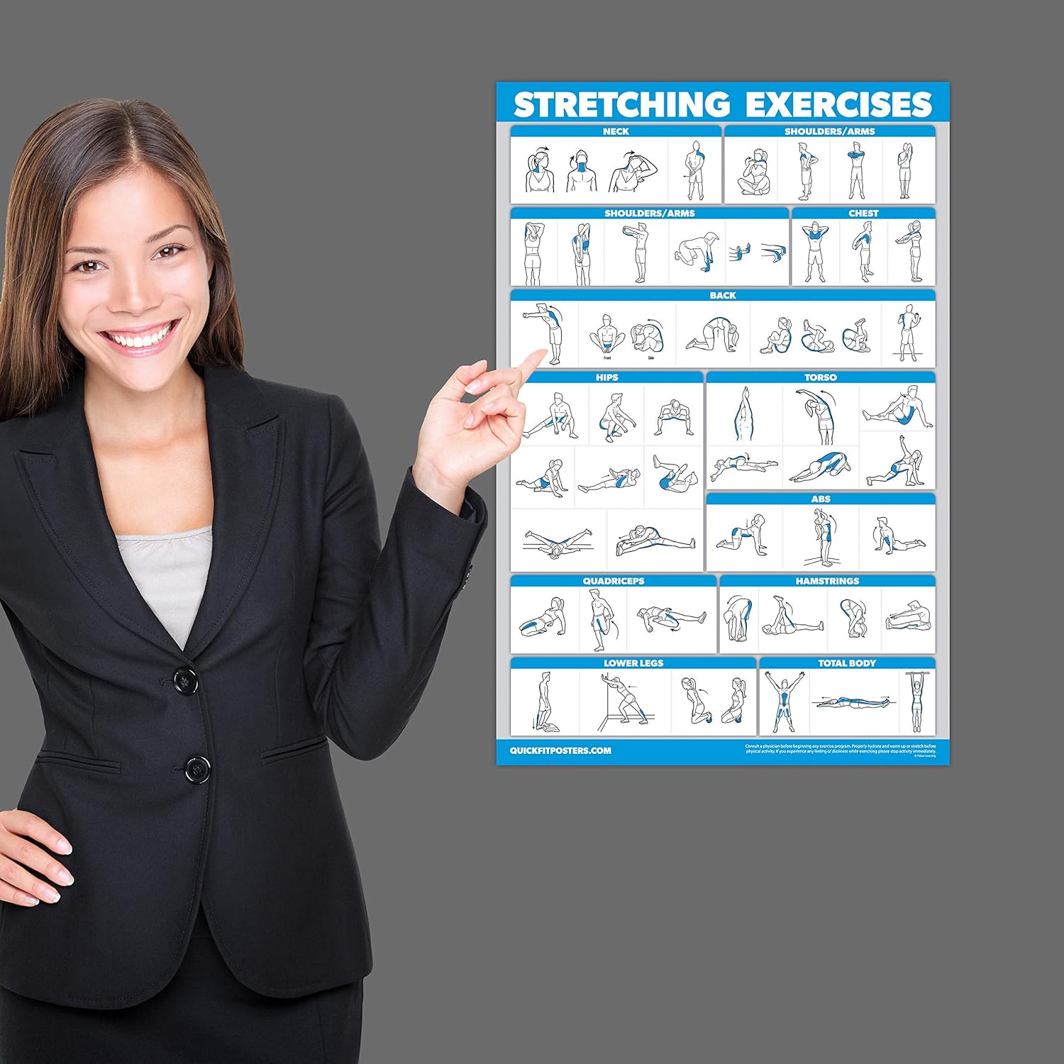 Palace Learning QUICKFIT Stretching Workout Poster - Laminated Stretch Routine (18" x 24")