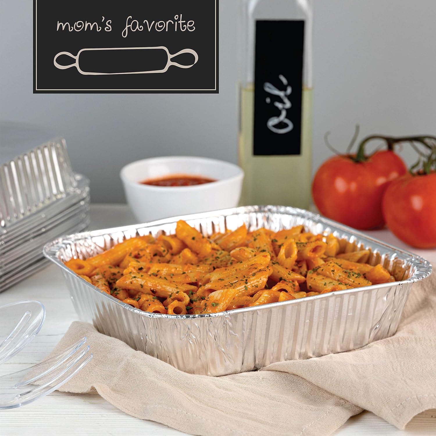 PLASTICPRO Disposable Aluminum Baking Pans - 8'' Square Foil Bakeware for Cakes & Lasagna | Pack of 10