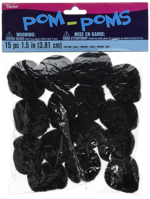Darice Black Poms 1.5" 15/Pkg