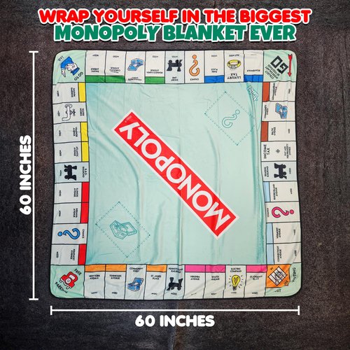 Monopoly Blanket | Monopoly Game Board | Monopolys Throw Blanket | Oversized Game Boards | Giant Monopolys Floor Board Games | 60 X 60 Inches | Officially Licensed