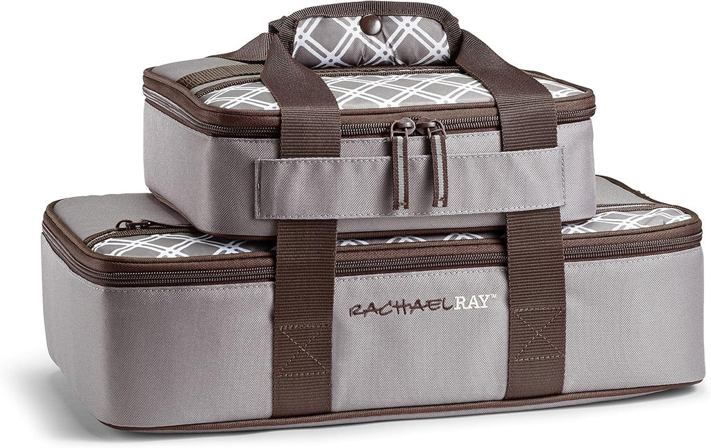 Rachael Ray Insulated Casserole Carrier - Thermal Lasagna Tote for Hot or Cold Food | Fits 9" x 13" Dish, Sea Salt Grey