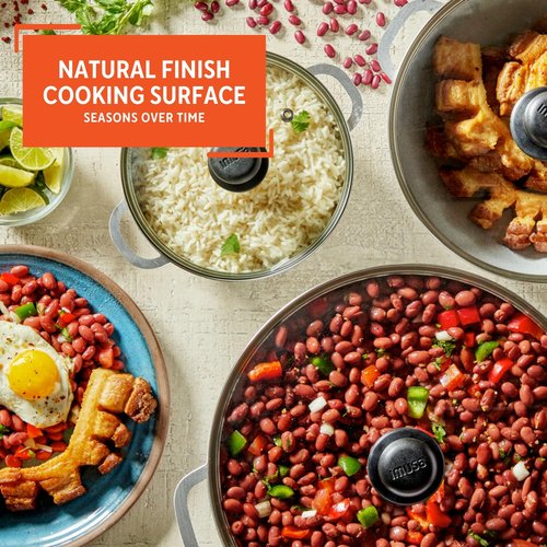 IMUSA Caldero Stock Pot with Glass Lid 3pc Set, 1.5/2.5/5.2qt, Cast Aluminum, Perfect for Serving Medium & Small Groups, Riveted Handles, Made in Colombia, Silver.