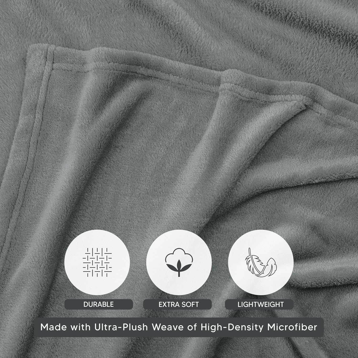 Utopia Bedding Cool Grey Fleece Blanket - Soft Anti-Static Microfiber | Queen Size (90x90 Inch)
