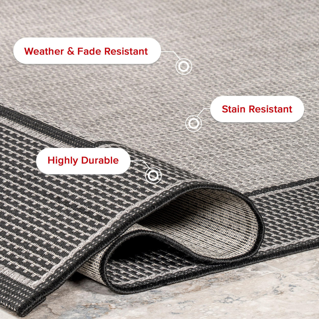 nuLOOM 3' x 4' Outdoor Performance Area Rug, OEKO-TEX Certified, Weather Resistant, High Traffic, Patio, Balcony, Outside, Gris Grey