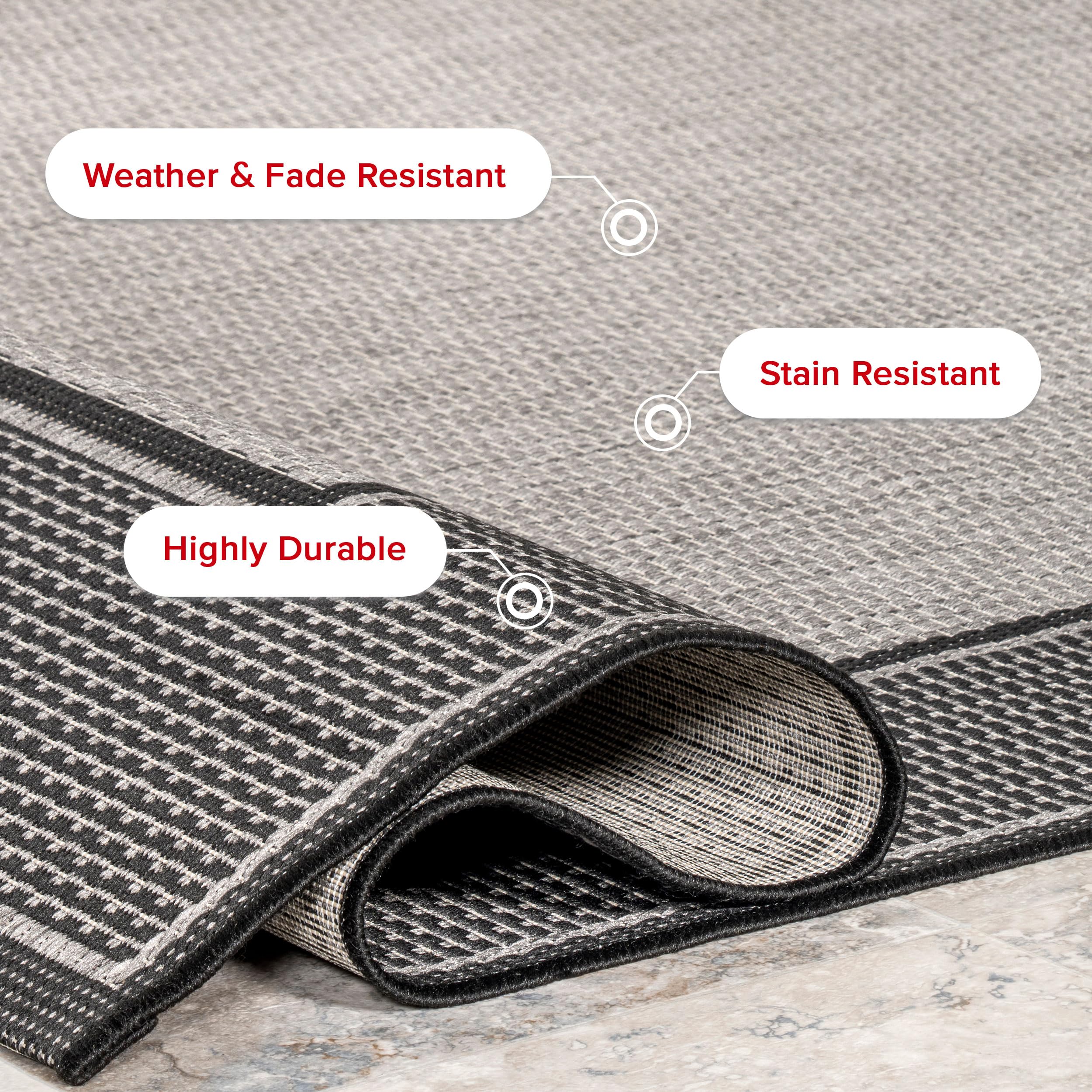 nuLOOM 3' x 4' Outdoor Performance Area Rug, OEKO-TEX Certified, Weather Resistant, High Traffic, Patio, Balcony, Outside, Gris Grey