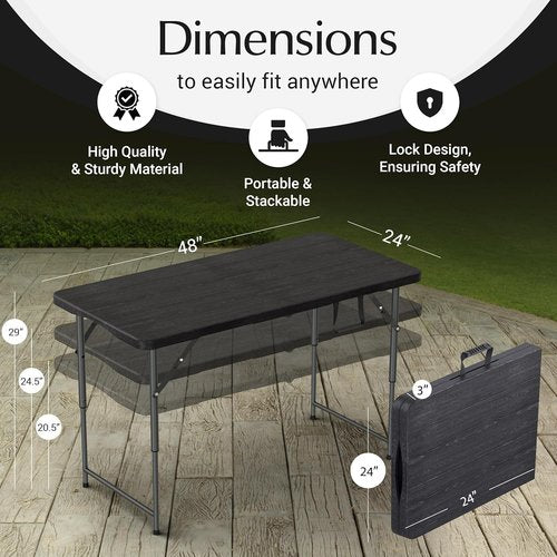 4FT Heavy Duty Foldable Table by [Brand Name] - Adjustable Height, Built-In Handle | Perfect for Events & Camping