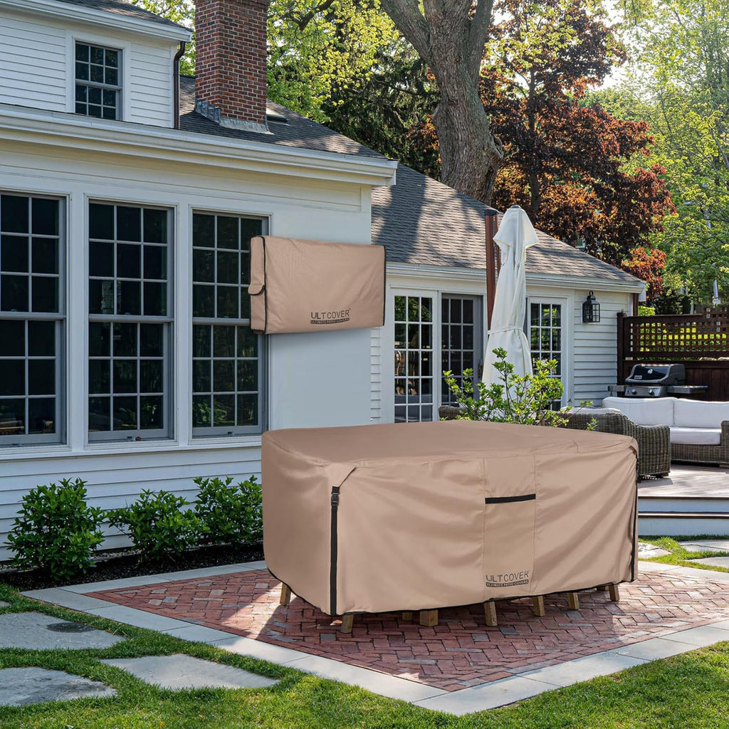ULTCOVER Square Patio Table Cover - Heavy Duty 600D Waterproof Canvas for Outdoor Furniture | 94 Inch
