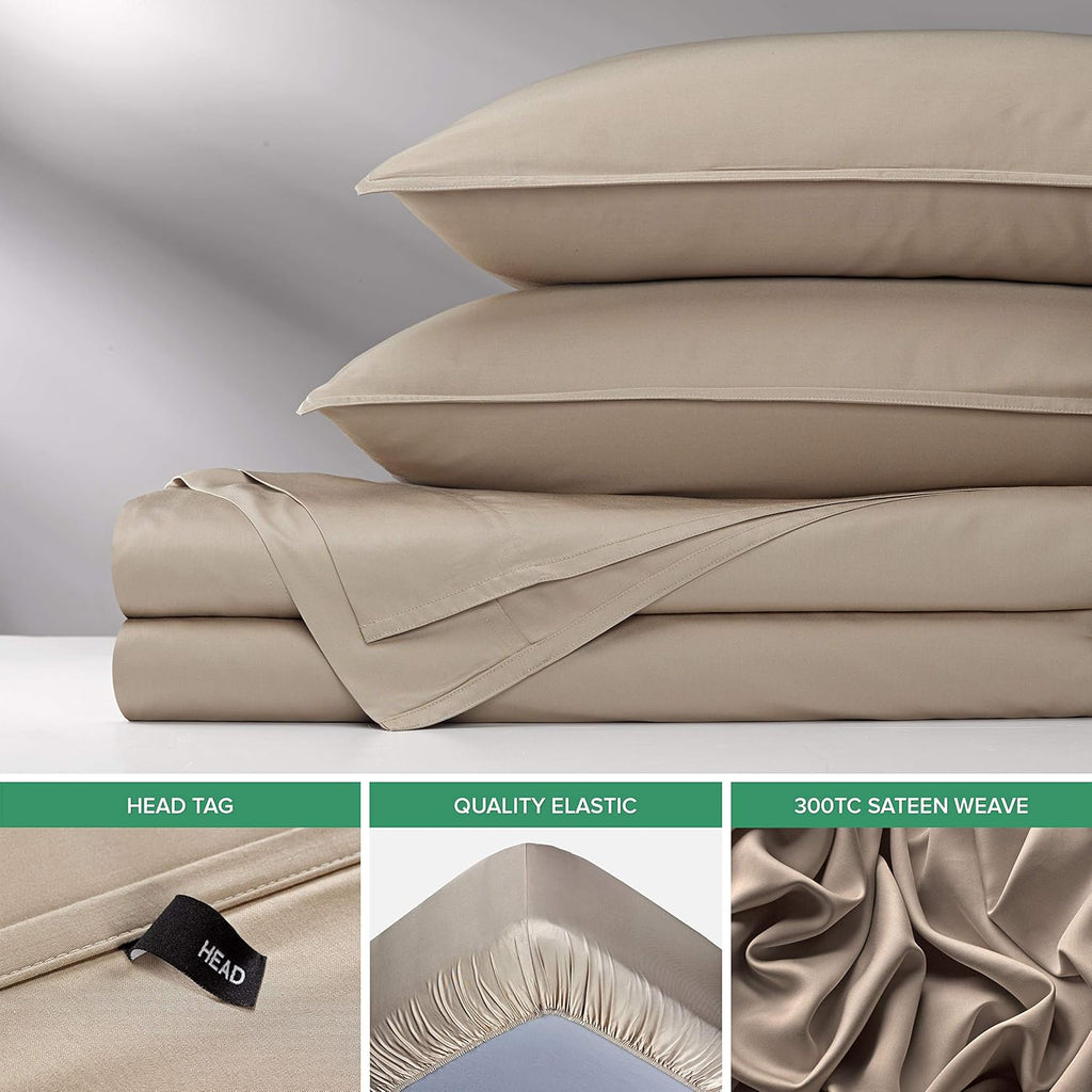 Pure Bamboo Twin Sheets - Luxuriously Soft 100% Organic Viscose Bed Sheet Set | Cooling Comfort, Sand Color