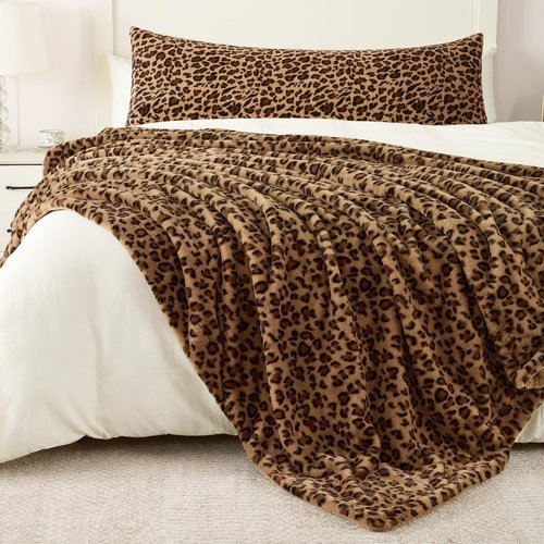 GALMAXS7 Cheetah Throw Blanket, Double-Sided Plush Fluffy - Luxury Faux Fur Leopard Print Blanket, Soft and Cozy Room Decor (50x60 Inches, Brown)