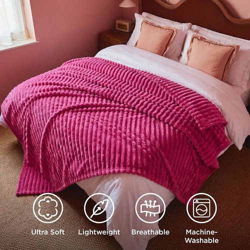 Bedsure GentleSoft Hot Pink Fleece Blanket - Cozy Soft Throw for Women & Girls, 108x90 Inches