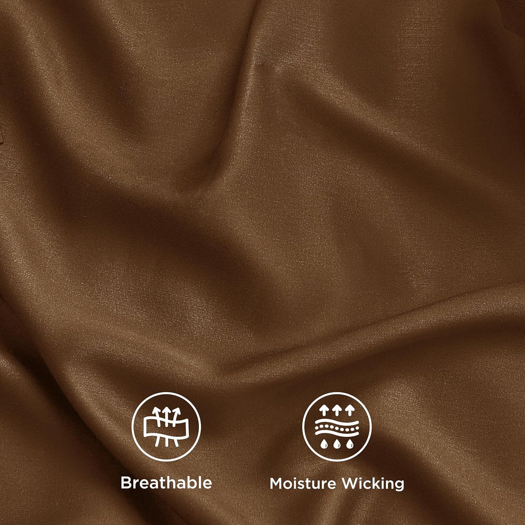 Bedsure Cooling California King Sheet Set - Breathable Rayon from Bamboo, Soft & Silky, Deep Pocket Up to 16 Inches, Brown