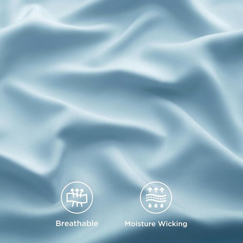 Bedsure Cooling Twin Sheets - Rayon from Bamboo, Breathable & Soft, Deep Pocket Up to 16 Inches, Aqua