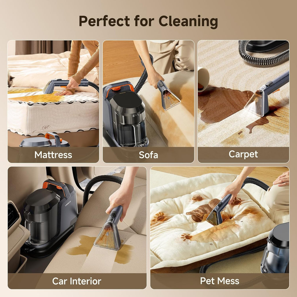 Uwant Portable Carpet Cleaner - 18Kpa Deep Cleaning Machine for Cars & Pets | Includes Self-Cleaning Set