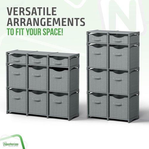 Cube Storage Organizer - 9 Storage Bins for Efficient Closet and Toy Organization | Grey