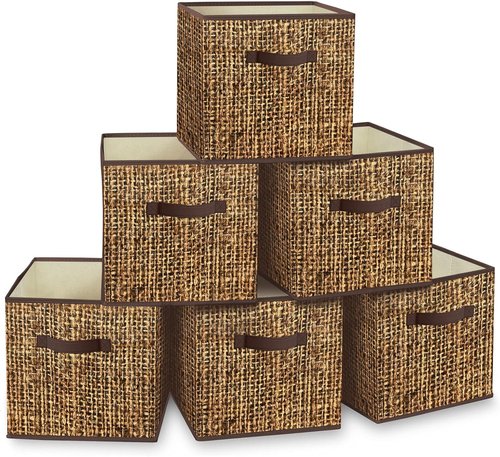 Homyfort 11x11 Cube Storage Bins - Collapsible Fabric Organizers with Dual Handles | Set of 6