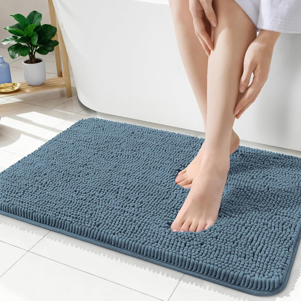 OLANLY Bathroom Rugs - Extra Soft Absorbent Chenille Mats | Quick Dry, Machine Washable, 35x24, Airy Blue