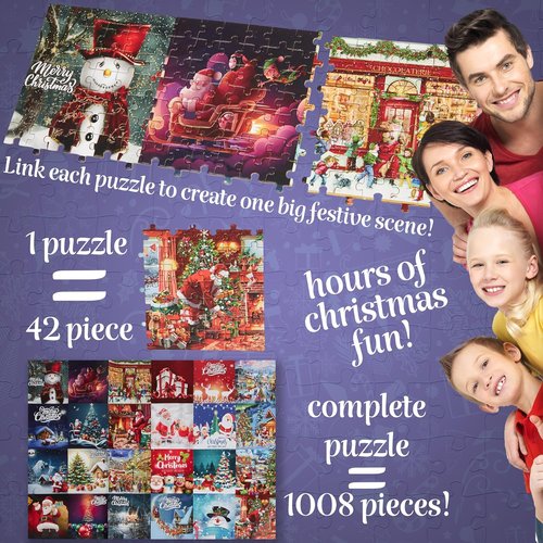 KreativeKraft Puzzle Advent Calendar 2025 - Fun Christmas Countdown with 24 Mini Puzzles for All Ages