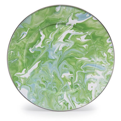 Golden Rabbit Enamelware Chargers, 12.5 inch, Modern Monet, Set of 2