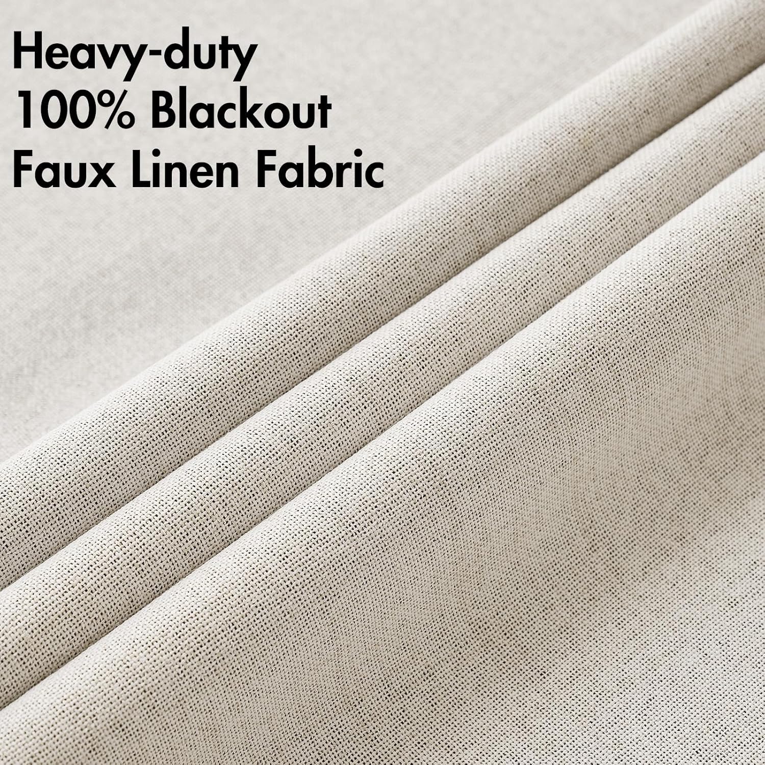 MIULEE 100% Blackout Linen Curtains - Thermal Insulated Room Darkening Drapes | Birch, 52 x 96 Inch (2 Panels)