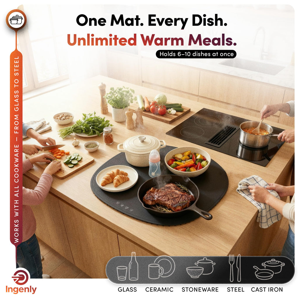 Round XXL Warming Mat for Food - Black Color Food Warming Mat - Perfect Food Warmers for Parties Buffet - Foldable Food Warmer to Keep Food Warm for Party, Catering, Buffet, Fiesta, Family Meal