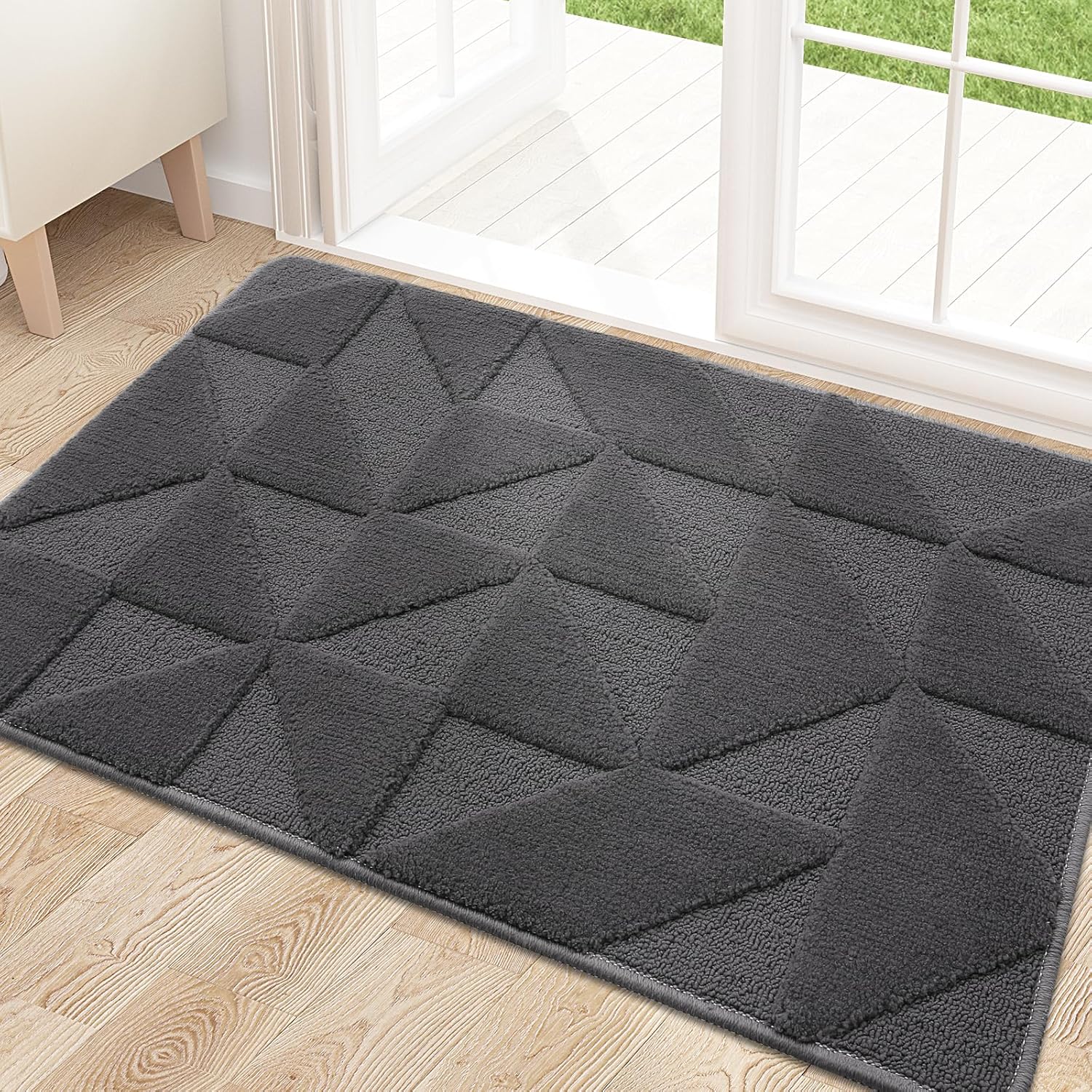 OLANLY Indoor Door Mat - Non-Slip, Absorbent & Dirt-Resistant | Washable Low-Profile Entry Doormat (32x20 inches, Dark Grey)