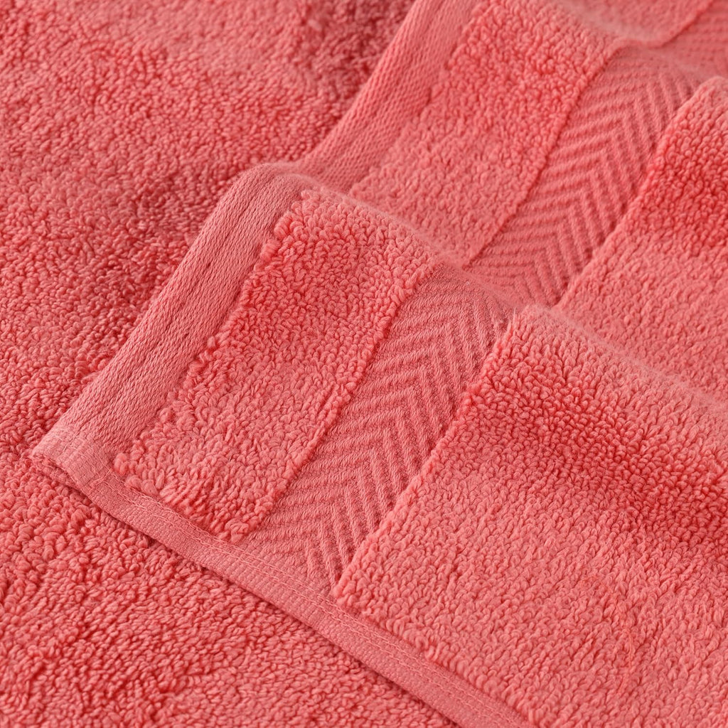 Superior Zero Twist 100% Cotton Towels - Ultra Soft & Absorbent 6-Piece Set in Coral | Includes 2 Washcloths, 2 Hand Towels, 2 Bath Towels