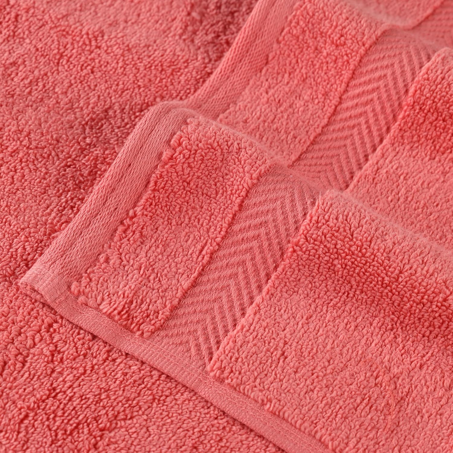 Superior Zero Twist 100% Cotton Towels - Ultra Soft & Absorbent 6-Piece Set in Coral | Includes 2 Washcloths, 2 Hand Towels, 2 Bath Towels