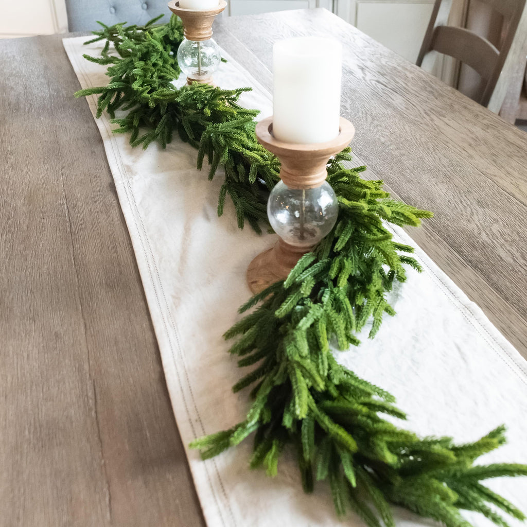 Vita Domi 72" Real Touch Norfolk Pine Garland Realistic 6ft, Christmas Garland for Mantle, Stairs, Fireplace, Soft and Bendable Real Touch Garland Christmas Greenery, Evergreen Christmas Garlands