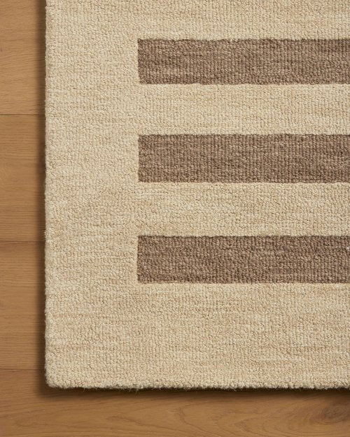 Loloi Leanne Ford Craven Collection CVN-05 Oatmeal/Bark 2'-3" x 3'-9" Accent Rug Striped, Patterned, Neutral, Entryway, Mudroom, Bathroom, and Kitchen