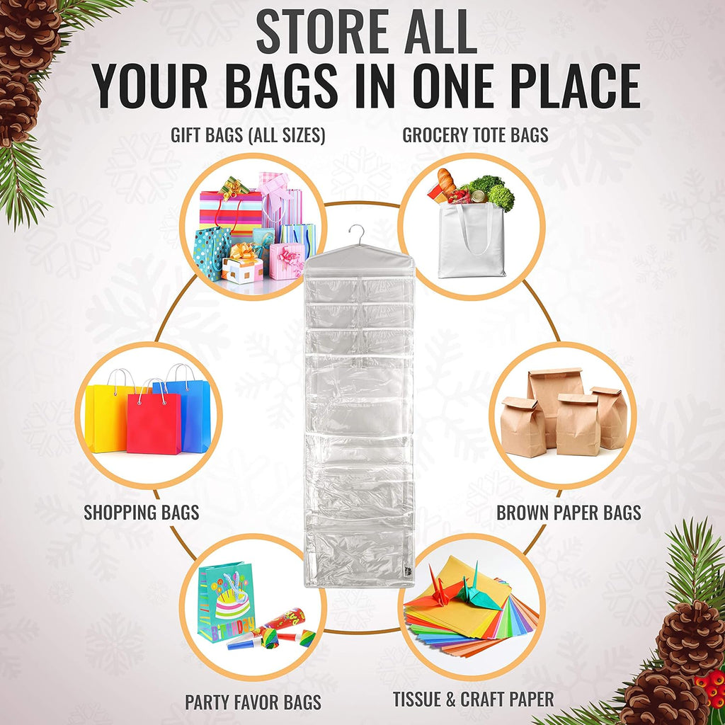 Skiennix Large Double-Sided Gift Bag Organizer - Tissue Paper Holder in Grey