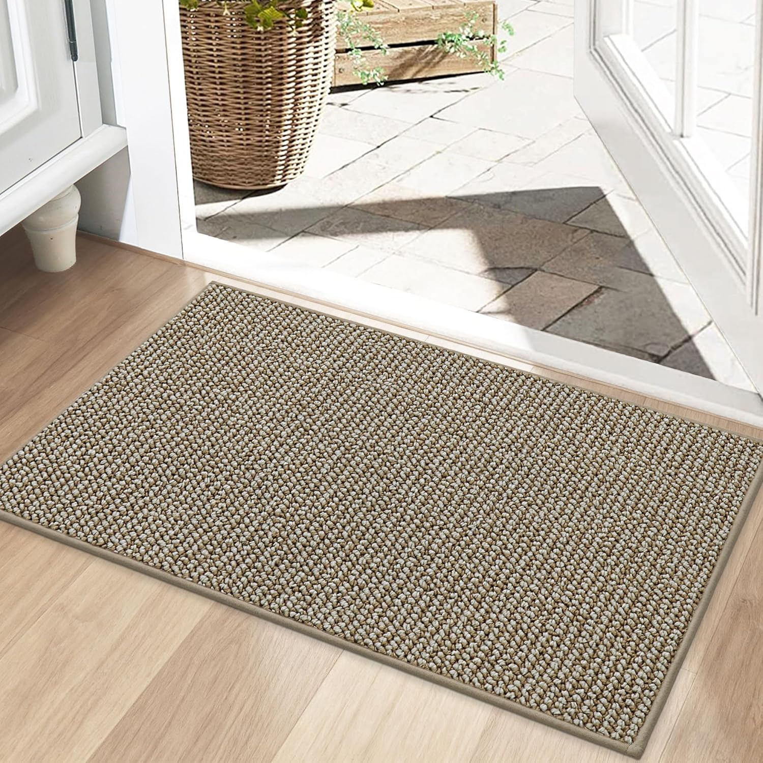 BEQHAUSE Dirt Trapper Door Mat - Non-Slip, Washable, Absorbent Entrance Mat | 20" x 32", Light Beige