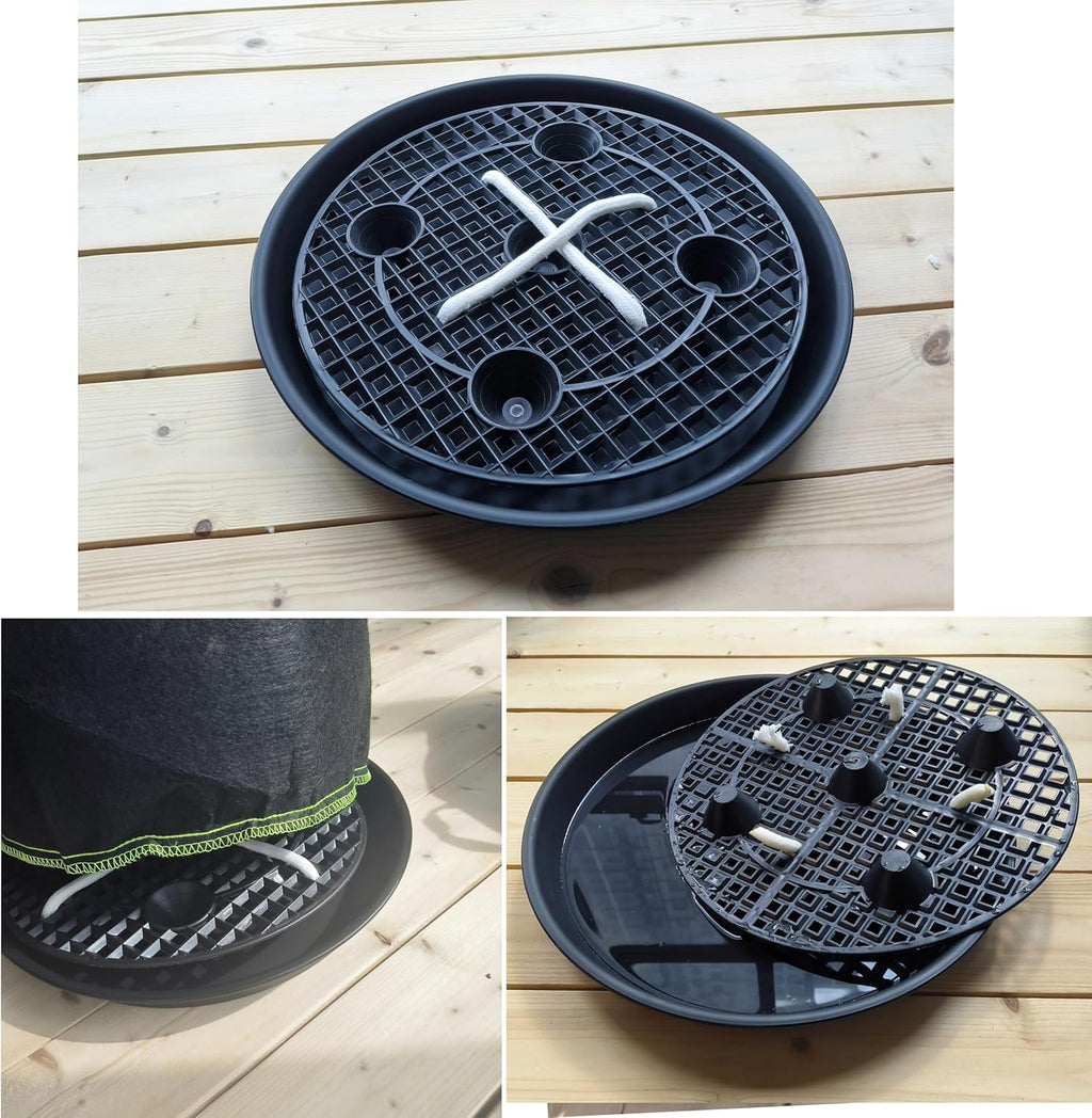 Skiennix Plant Saucer Stand - Elevated Self-Watering Fabric Pot Base | 14-Inch, 4-Pack for Indoor/Outdoor Use