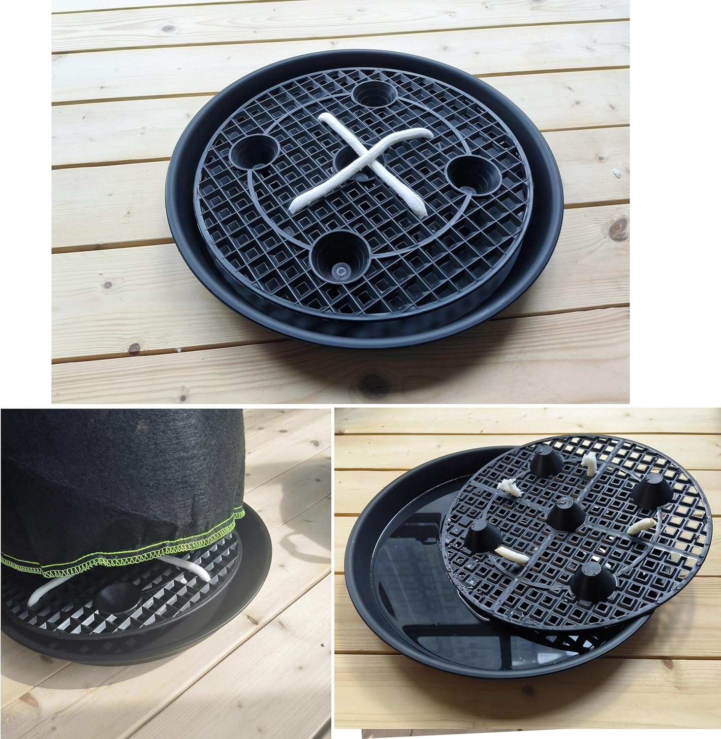 Skiennix Plant Saucer Stand - Elevated Self-Watering Fabric Pot Base | 14-Inch, 4-Pack for Indoor/Outdoor Use