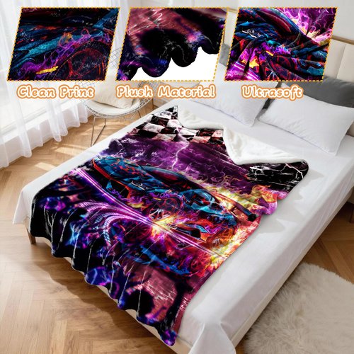 Blanket for Boys Girls Teens Kids, Soft Cozy Throw Blanket, Plush Fleece Blanket Blankets Accessories for Bed Couch Living Room Home (Racing, 60"x50")