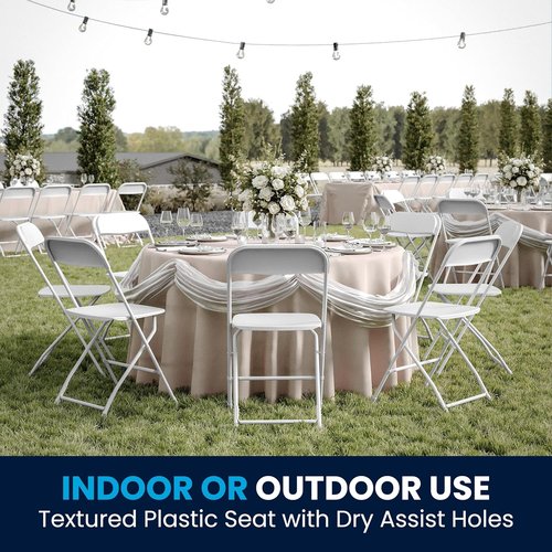 Flash Furniture Hercules Series Folding Chairs - Comfortable White Plastic - 4 Pack, 650LB Capacity