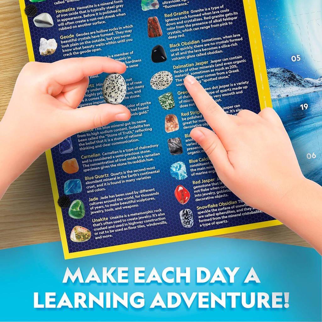 National Geographic 2025 Gemstone Advent Calendar - Limited Edition Kids' Countdown with 24 Gemstones & Mini Dig Kit
