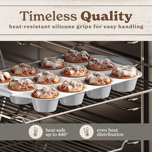 Country Kitchen Nonstick Bakeware Set - Heavy Duty & Durable 10-Piece Stackable Baking Set, Silver