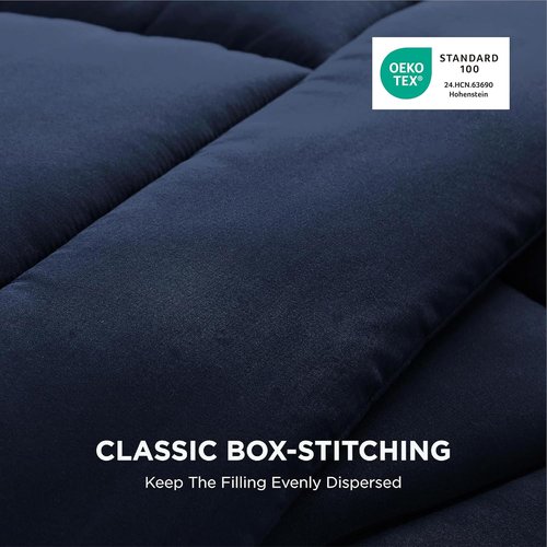 Bedsure Comforter Duvet Insert - All-Season Quilted Twin Size Bedding | GentleSoft Down Alternative, Navy Blue 88 x 68 Inches
