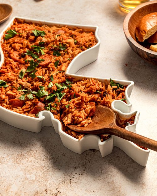 FIFTY UNITED PLATES Louisiana Shaped Baking Dish, Serving Platter or Decorative Tray Charming Porcelain Bakeware Oven Microwave and Dishwasher Safe