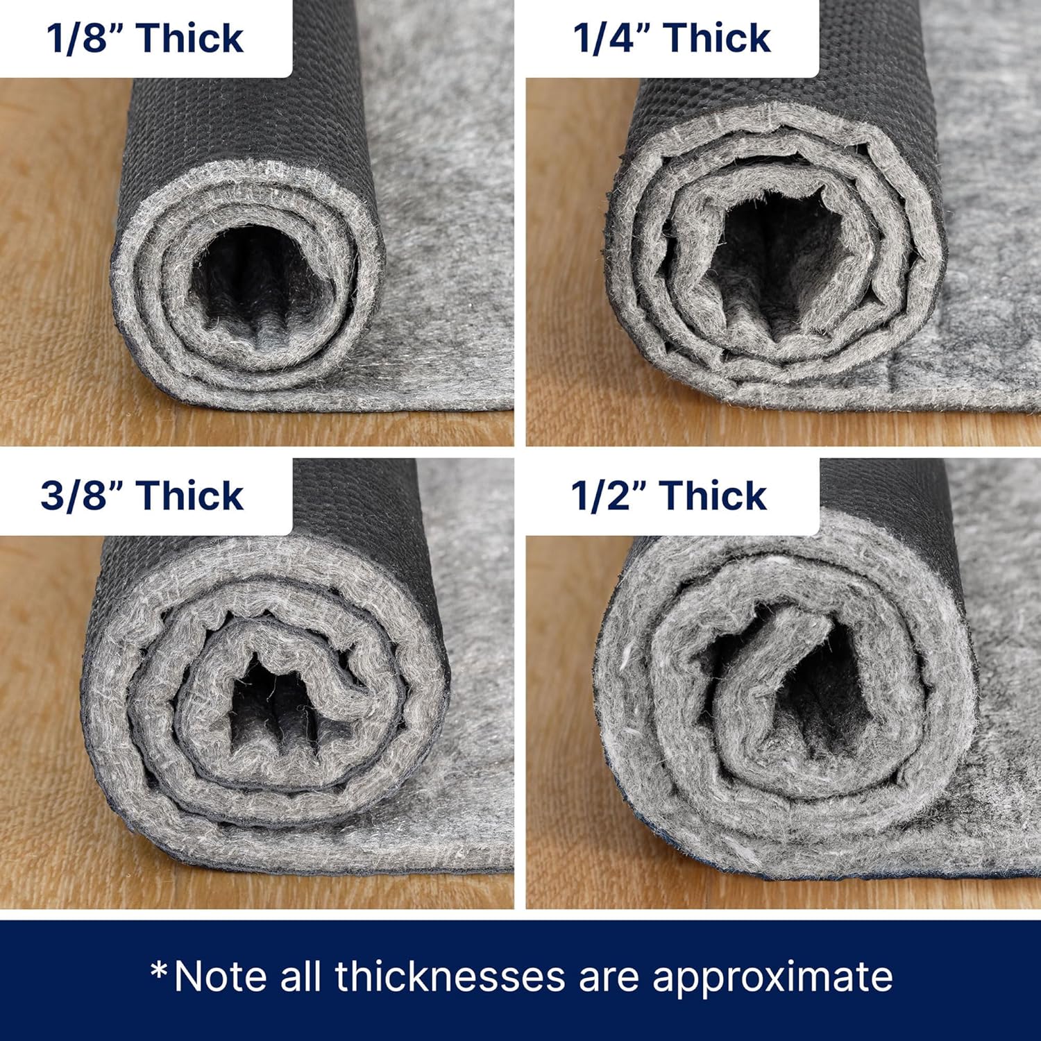 RUGPADUSA - Non-Slip Rug Pad - Dual Surface Felt & Rubber - 8'x10' - 1/4" Thick for All Floors