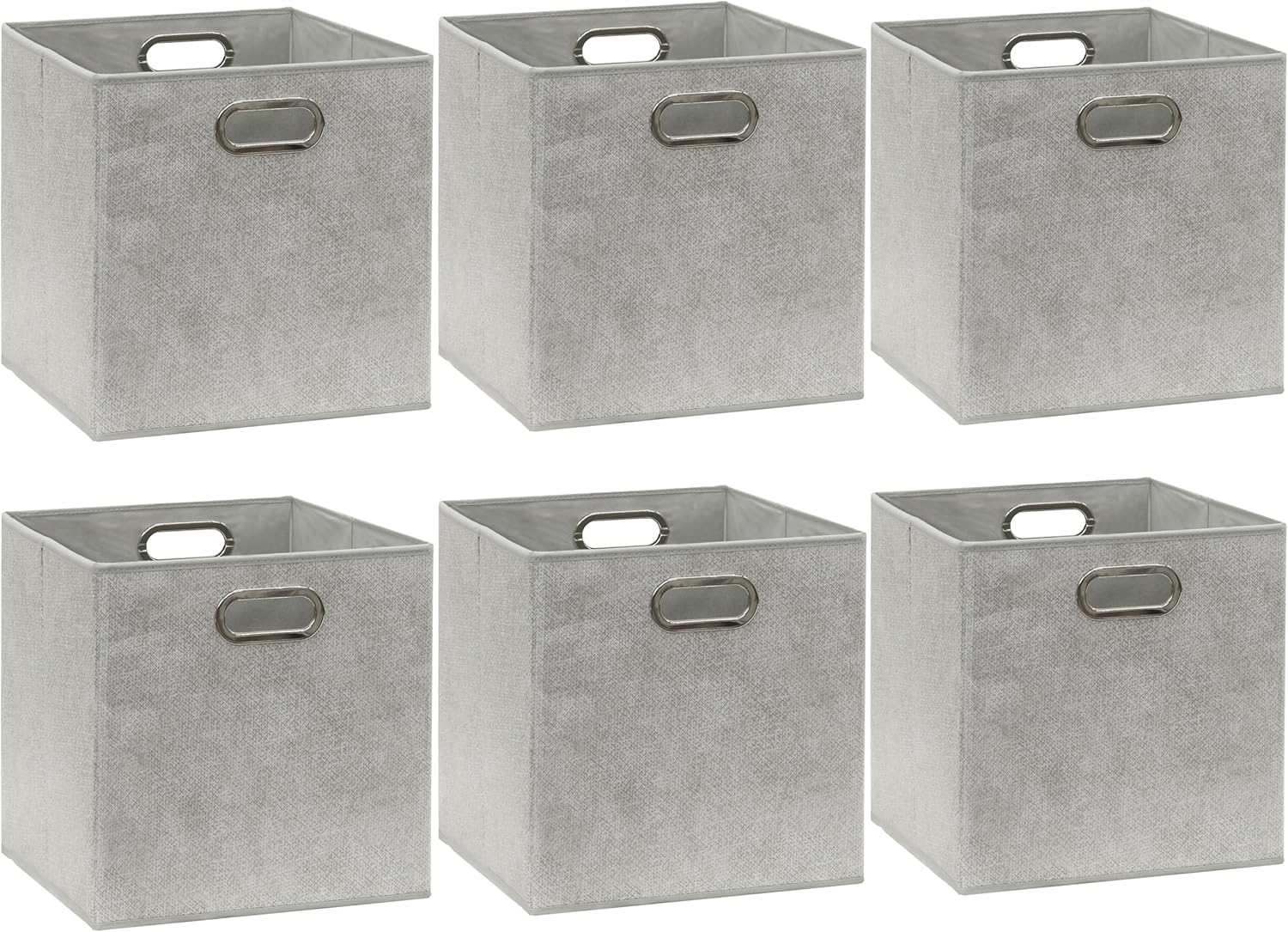 Simple Houseware 11-Inch Collapsible Fabric Cube Storage Bins - Gray, Printed Design, 6 Pack
