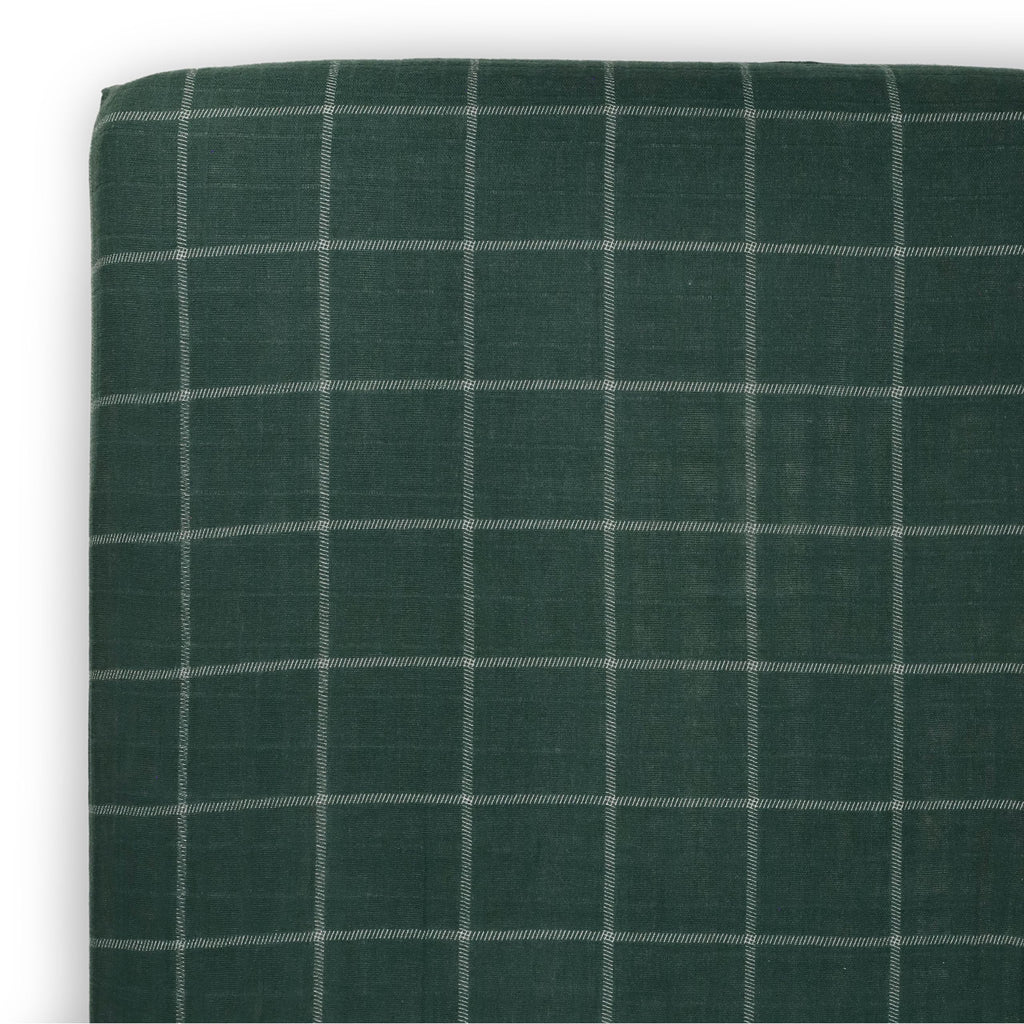 Little Unicorn Fitted Crib Sheet | 100% Cotton Muslin | Super Soft | Sized for Standard Baby Crib & Toddler Mattress | Machine Washable | 52” x 28” x 6” (Evergreen Plaid)