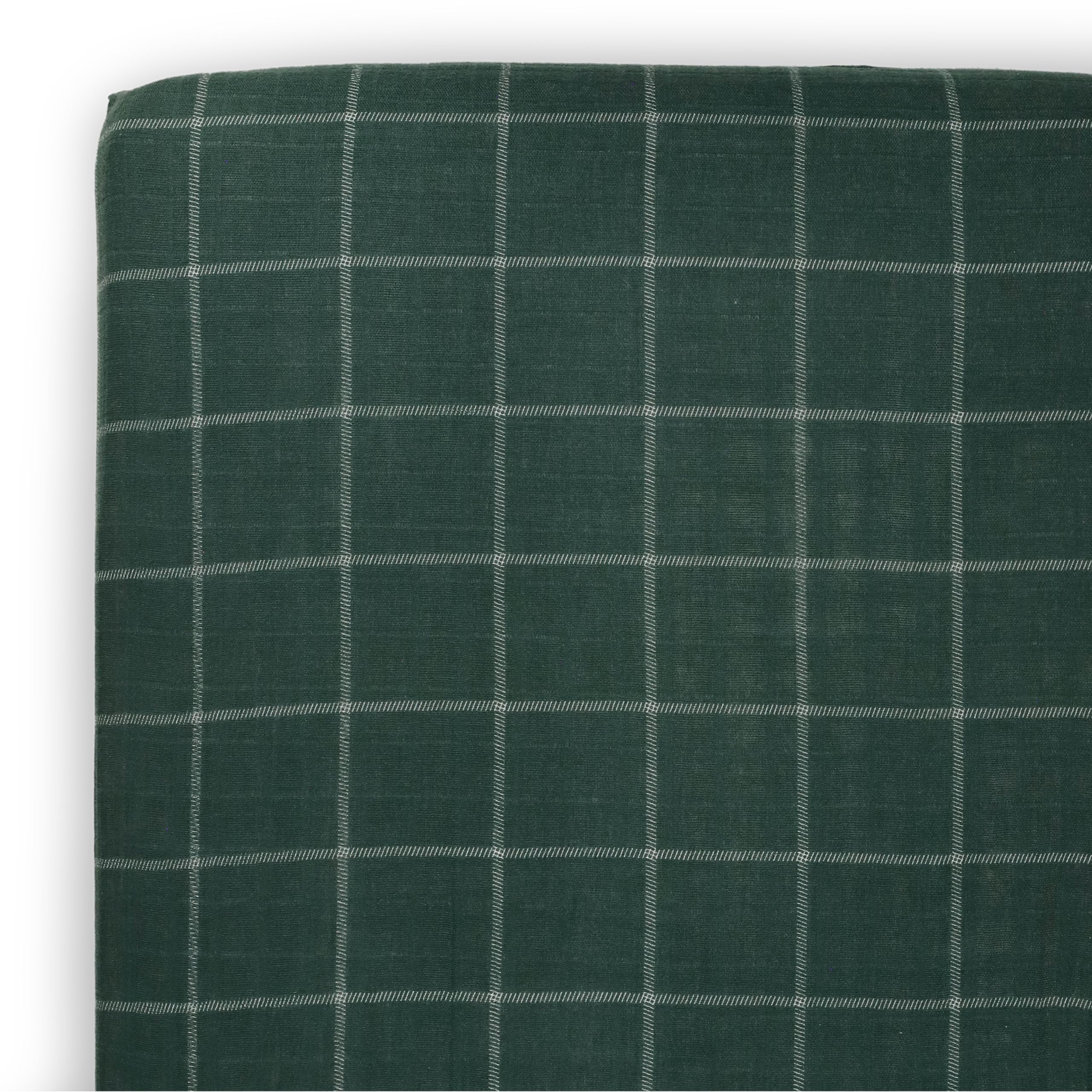 Little Unicorn Fitted Crib Sheet | 100% Cotton Muslin | Super Soft | Sized for Standard Baby Crib & Toddler Mattress | Machine Washable | 52” x 28” x 6” (Evergreen Plaid)