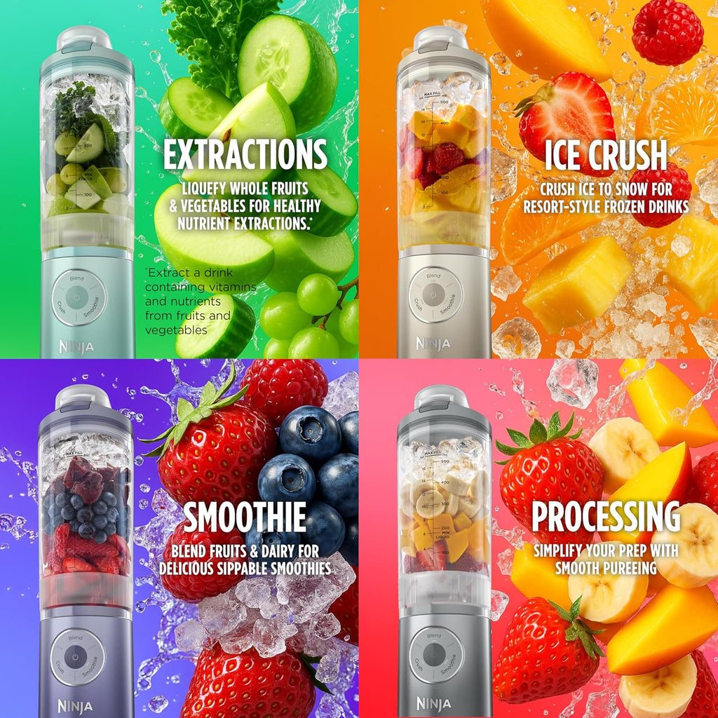 Ninja Blast Max Portable Blender - Cordless Personal Smoothie Maker with 3 Programs | 22 oz Silver Vessel