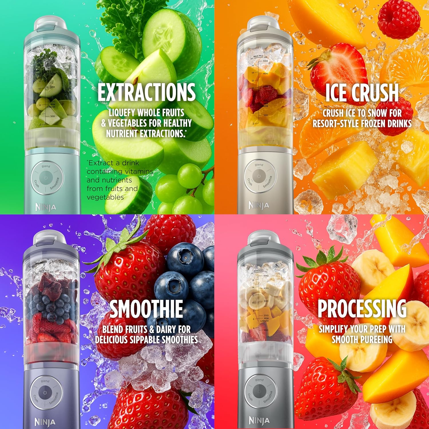 Ninja Blast Max Portable Blender - Cordless Personal Smoothie Maker with 3 Programs | 22 oz Silver Vessel