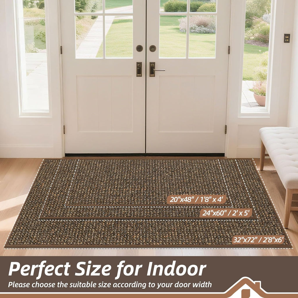 BEQHAUSE Dirt Trapper Door Mat - Non-Slip, Washable, Absorbent Entrance Mat | 24" x 60", Brown