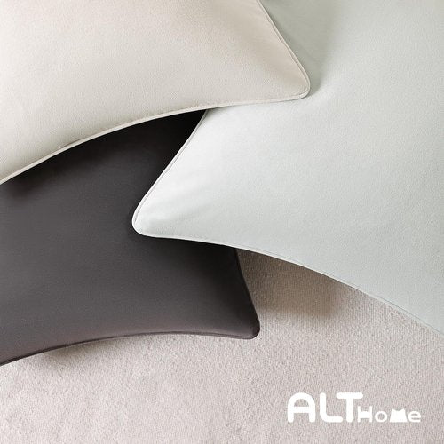 Ailuteie Throw Pillow Covers 18x18 Set of 2 – Solid Decorative Pillow Cases for Couch, Sofa, Bed – Square Cushion Covers with Piping (No Insert) Light Gray
