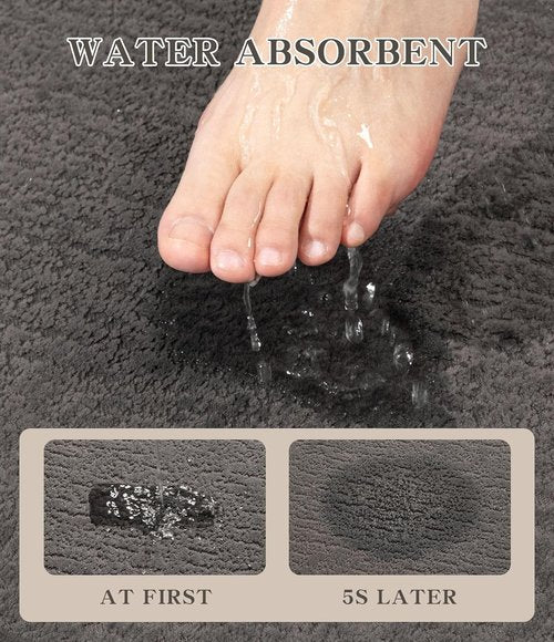 Chakme Ultra Thin Non-Slip Bathroom Rug Mat | Quick Dry Absorbent 24"x17" - Grey