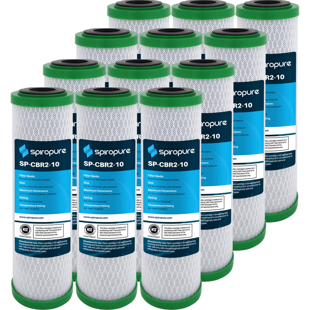 SpiroPure 10x2.5 0.5 Micron Carbon Water Filter CBR2-10 SMCB-2510 (12 Pack)