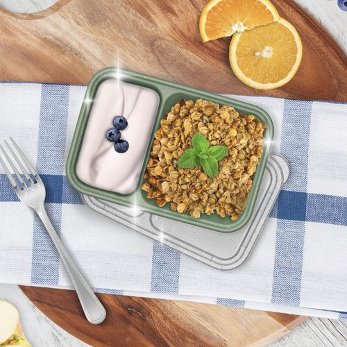 Bentgo Prep - 2-Compartment Snack Containers with Lids - Reusable, Microwaveable, Durable, PFAS & BPA-Free, Freezer, & Dishwasher-Safe Meal Prep Food Storage - 10 Trays & 10 Lids (Basil Glitter)
